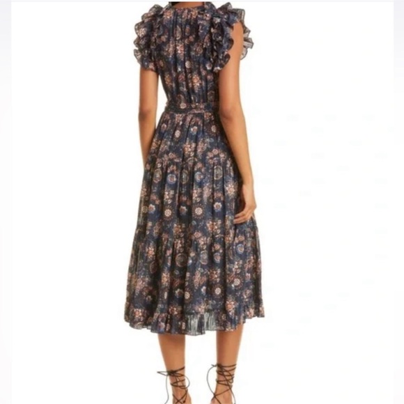 ULLA JOHNSON Virginia Midi Dress in Twilight Sz 6 - Picture 4 of 6